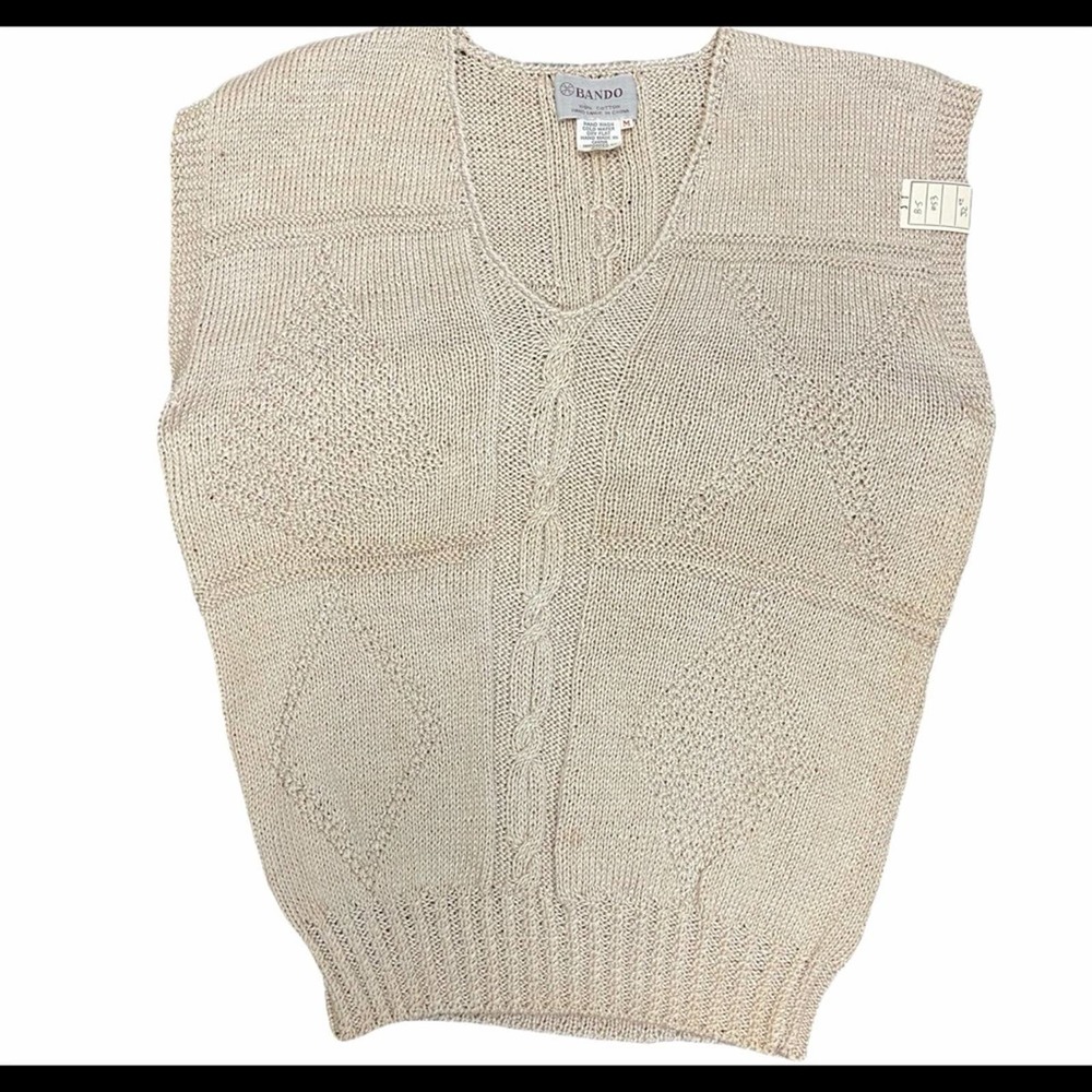 Hand-Knit Cotton Neutral Capsule Preppy Sleeveless Sweater Vest